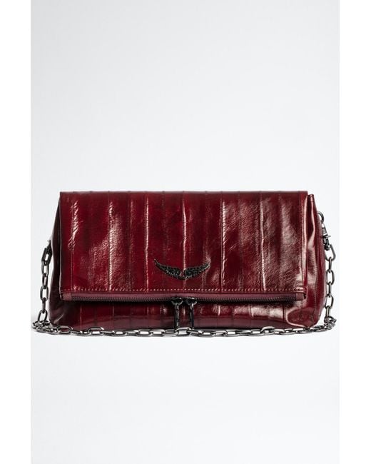 Zadig & Voltaire Red Rocky Shiny Clutch