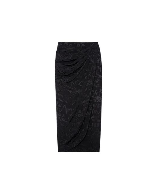 Zadig & Voltaire Black Jamelia Logo Text-Print Silk Midi Skirt