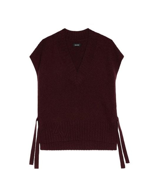 Zadig & Voltaire Purple Maddy Sleeveless V Neck Sweater