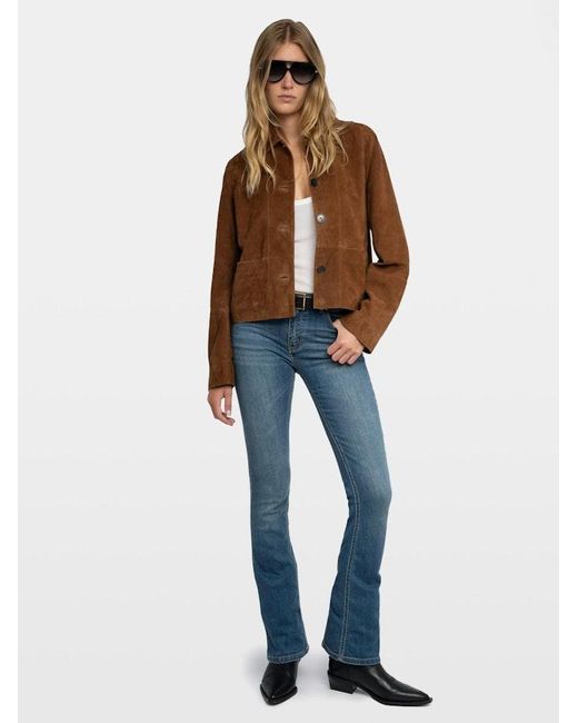 Zadig & Voltaire Brown Lessa Jacket 100% Suede Leather