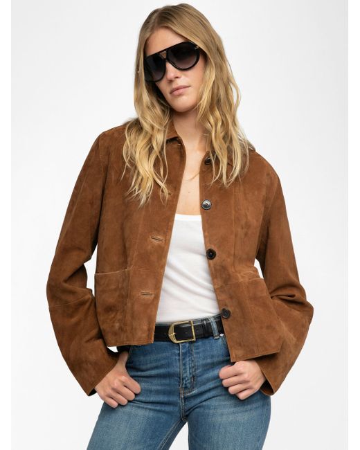 Blouson Lessa 100% Cuir Suede Cognac Zadig & Voltaire en coloris Brown