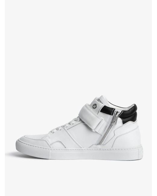 Zadig & Voltaire White Zv1747 Mid Flash Leather High-top Trainers