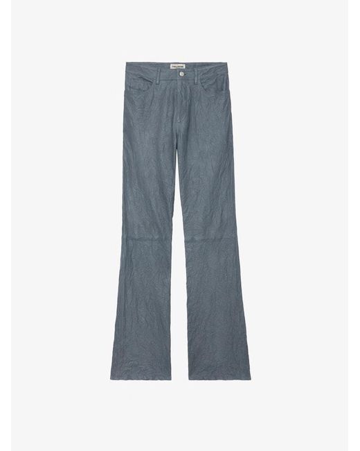 Zadig & Voltaire Blue Pistol Crinkled Leather Trousers