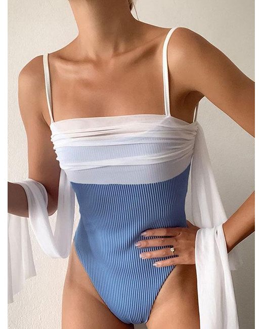 Traje bodysuit trasparente de malla con panel de encaje Zaful de Denim de color Negro Mujer Ropa de Lencería de Bodys 