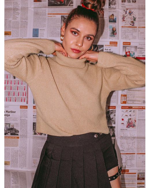 Zaful Turtleneck Plain Crop Sweater Xl in Green | Lyst