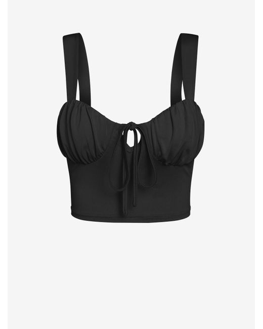 Zaful Synthetic Tank Tops Front Tie Ruched Bust Milkmaid Crop Top in White | Lyst