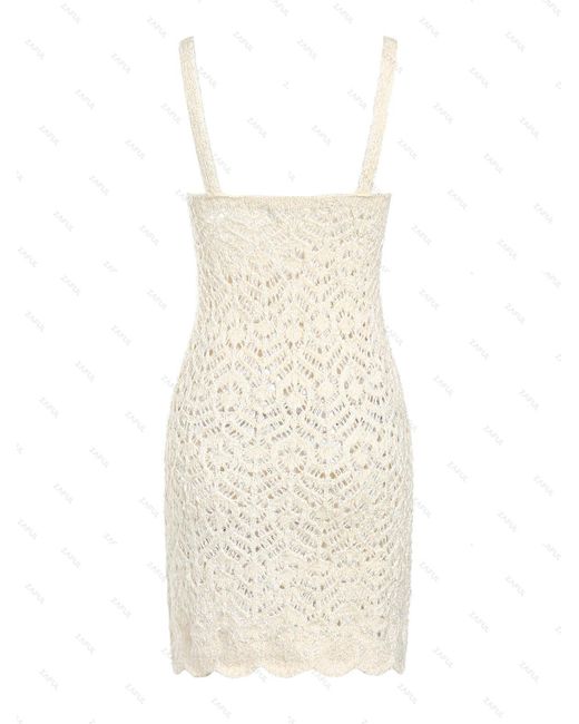 Zaful Openwork Knitted V Neck Spaghetti Strap Lettuce Hem Beach Vacation Cover  Up Mini Dress in White | Lyst UK