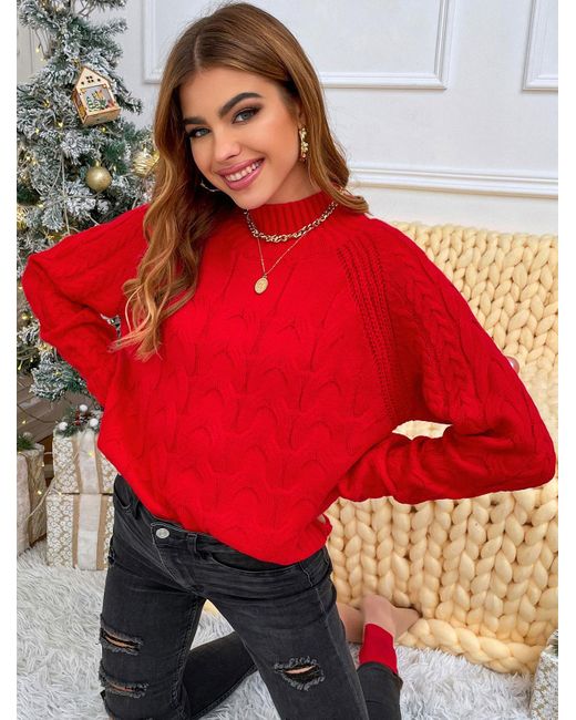 Zaful Mock Neck Cable Knit Christmas 