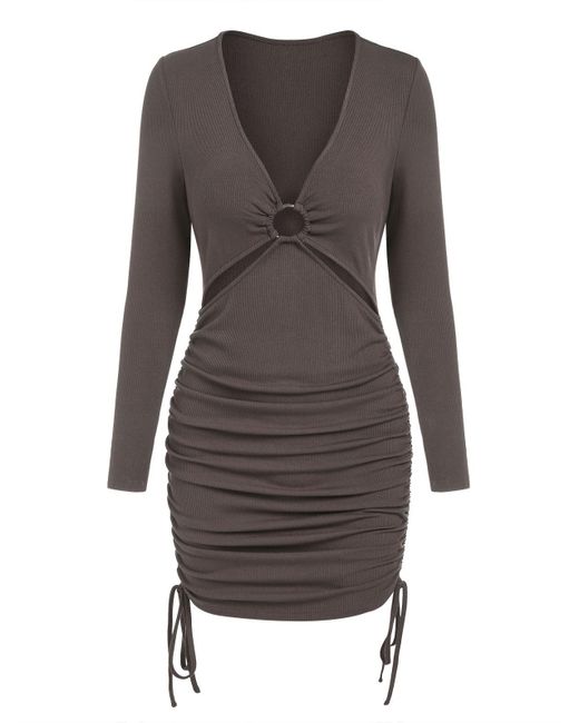Zaful Bodycon Dress Ribbed O Ring 