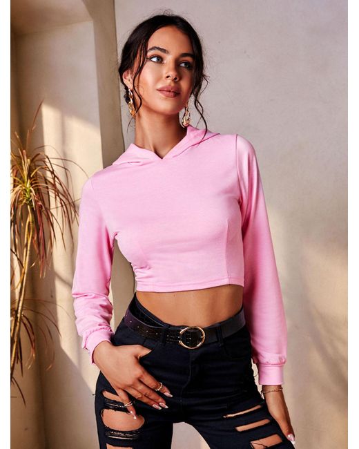 lace up back crop hoodie