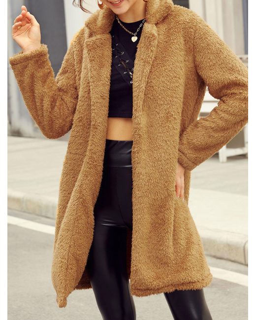 Zaful Jackets Fluffy Fleece Open Front 