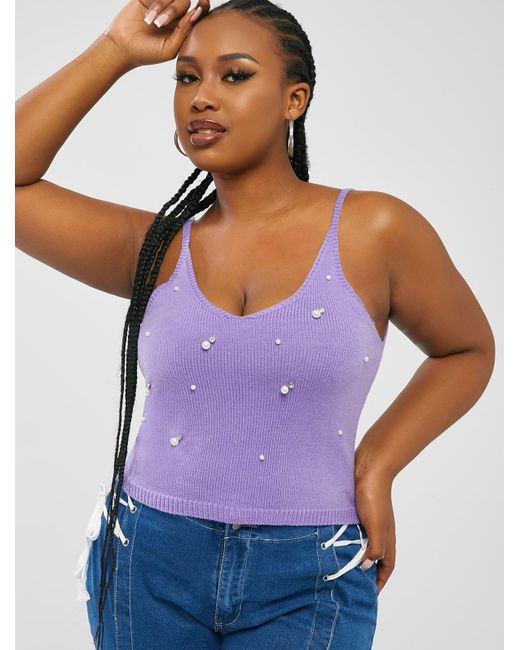 Zaful Denim Sweater Rhinestones Faux 
