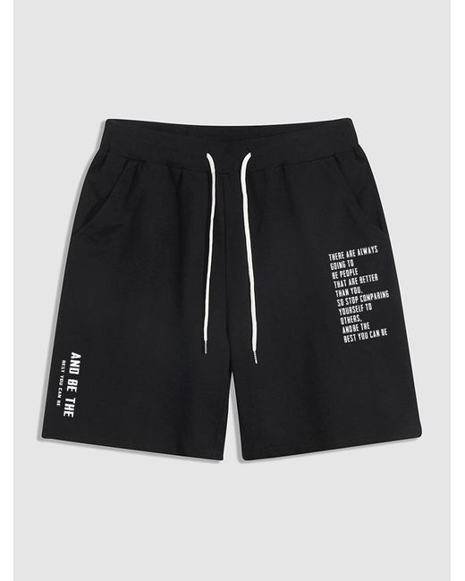 Zaful Be The Best You Can Be Letter Streetwear Cotton Sweat Shorts Xxl in  Black for Men | Lyst