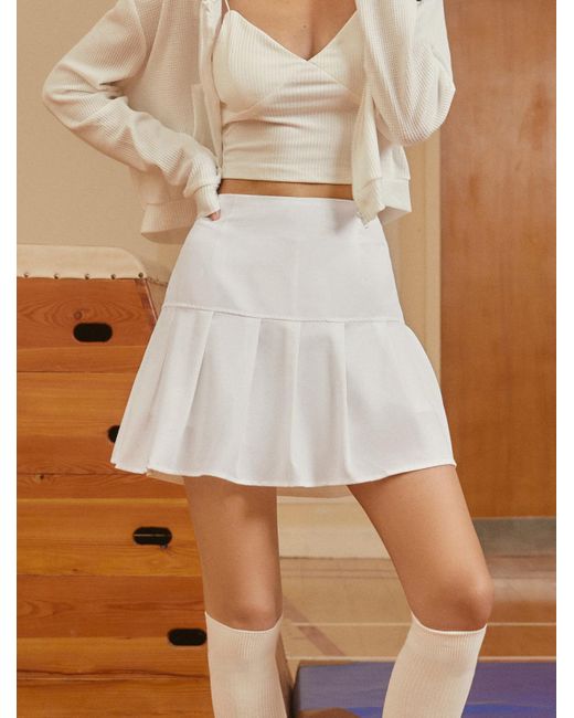 Cheap falda cremallera de lado plisada shop online de Zaful de color Blanco | Lyst