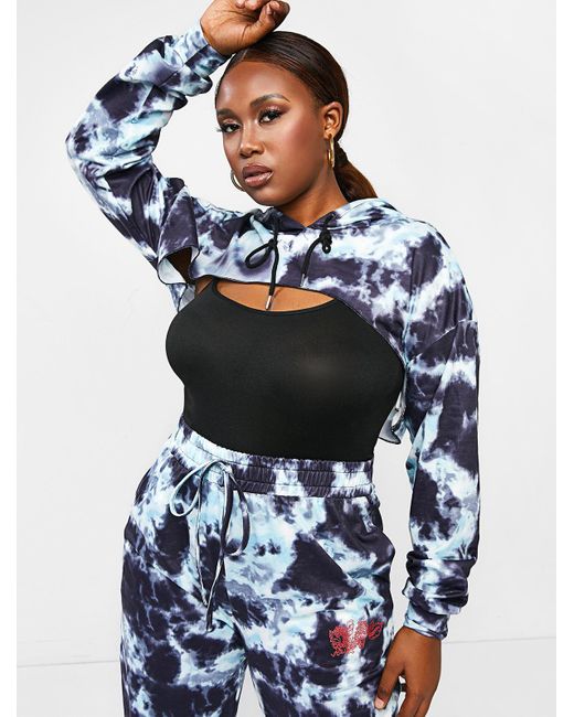 Zaful Plus Size Super Cropped Tie Dye Hoodie in Blue | Lyst UK