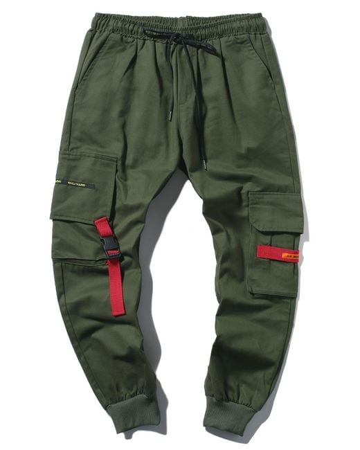 Zaful Applique Long Cargo jogger Techwear Pants Xs Army Green in Light Gray (Gray) for Men | Lyst