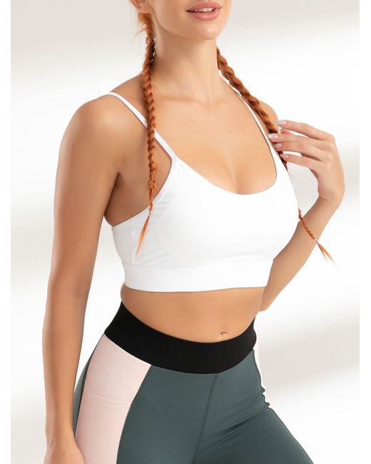 Femme soutien-gorge de sport à bretelle au dos en couleur unie Zaful en  coloris Blanc | Lyst