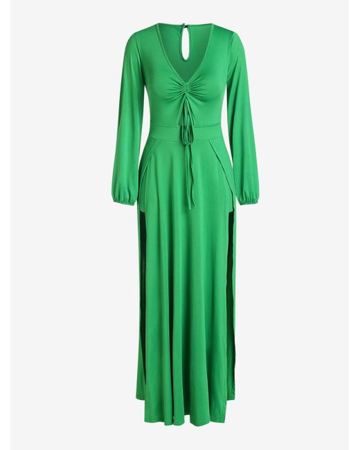 Zaful Dress Plus Size Cinched High Split Maxi Romper Dress in Green | Lyst  UK