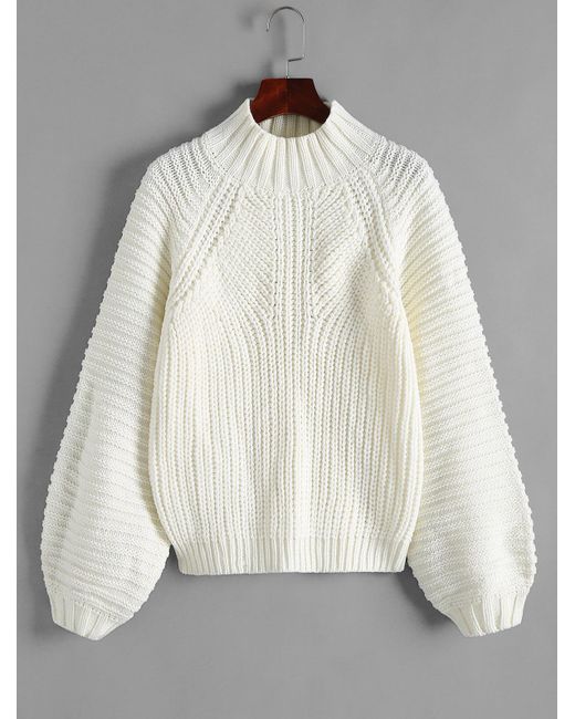 Femme Vêtements Sweats et pull overs Sweats et pull-overs Pull texturé tricoté en deux couleurs à manches lanternes online jewelry Jean Zaful 