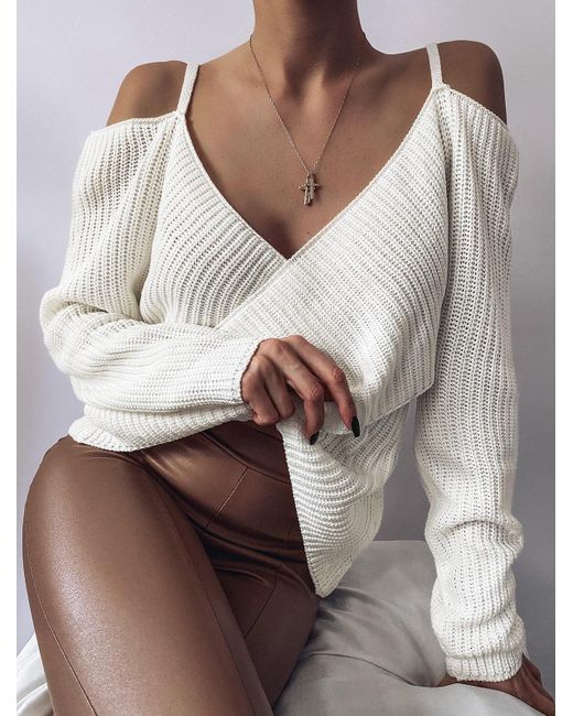 Zaful Overlap Cold Shoulder Jumper 