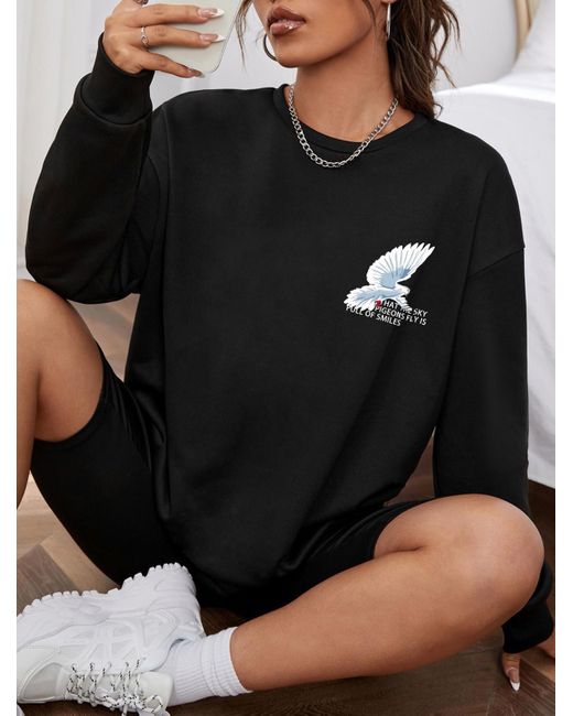 Femme Vêtements Articles de sport et dentraînement Sweats Fashion sport sweat-shirt pull-over teinté imprimé online shop Zaful 