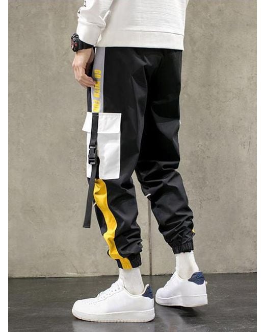 Zaful Men's Color Spliced Strap Buckle Design Multi-pocket Streetwear Cargo  Pants Xs in Black for Men | Lyst UK