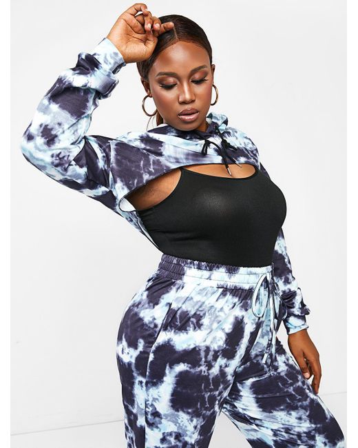 tie dye crop hoodie set