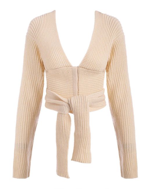 Zaful Chunky Open Back Wrap Sweater in 