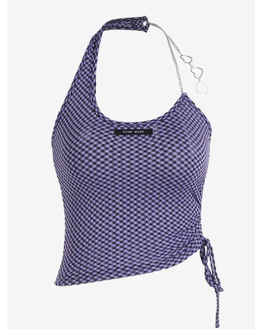 Zaful Gingham Chain Cinched Heart Shaped Ring Tank Top in Blue | Lyst UK