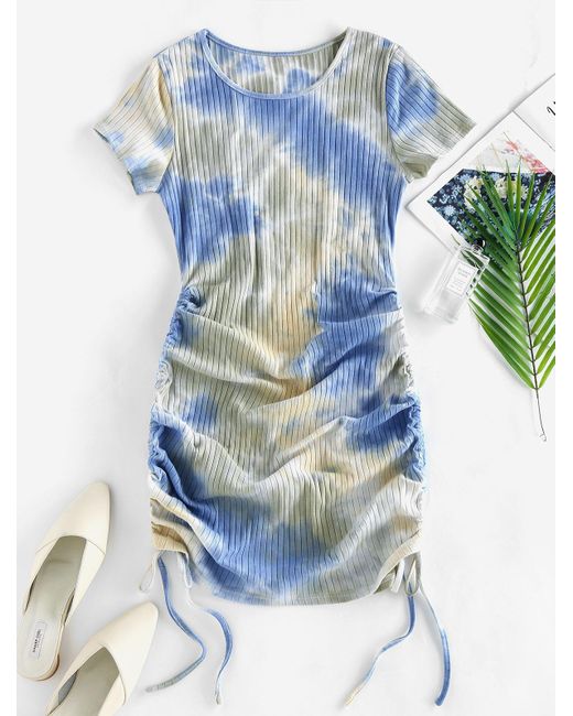 Zaful Bodycon Dress Cinched Tie Dye 
