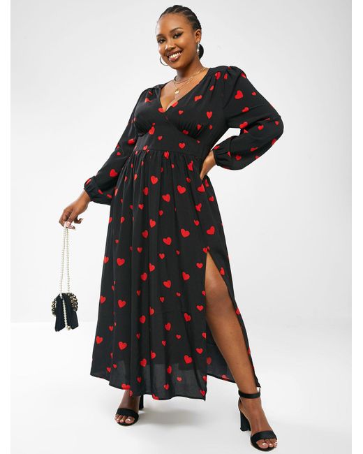 negativ Tegne forsikring som resultat Zaful Heart Empire Waist Lantern Sleeve Plus Size Maxi Dress in Black |  Lyst UK