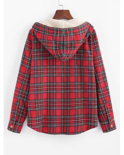 Zaful Jackets Plaid Hooded Fluffy Lined 