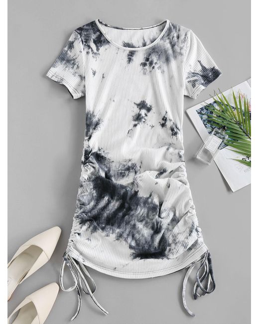 Zaful Bodycon Dress Cinched Tie Dye 