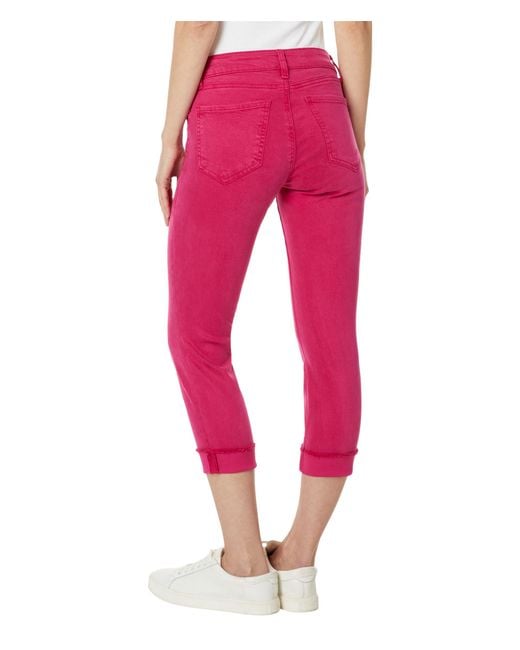 Kut From The Kloth Pink Amy Crop Straight Leg- Roll Up Fray In Brave Fushia