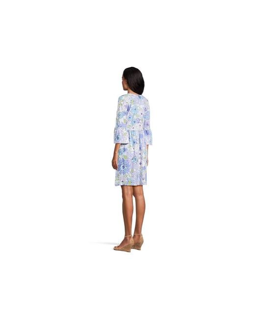 Lilly Pulitzer Black Jannie V-Neck 3/4 Sleeve Dress, Cotton