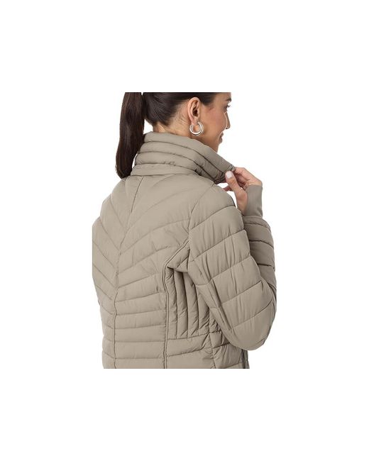 MICHAEL Michael Kors Natural Mid Length Zip Front Packable M425528Bz Coat, Polyester