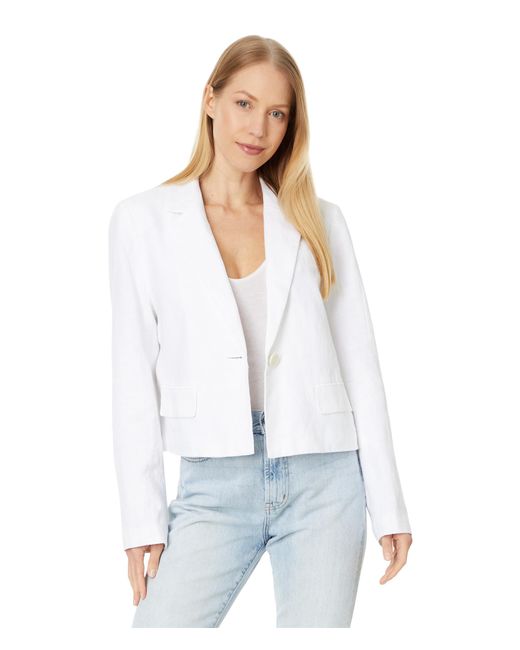 Madewell White Cropped Blazer In 100% Linen
