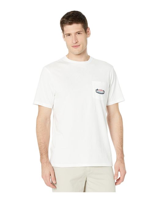 Vineyard Vines Cotton Short Sleeve Usa Sunset Surf Fill Pocket Tshirt