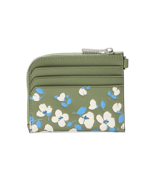 Kate Spade Green Devin Painterly Bouquet Card Case Wristlet Wallet Handbags, Leather