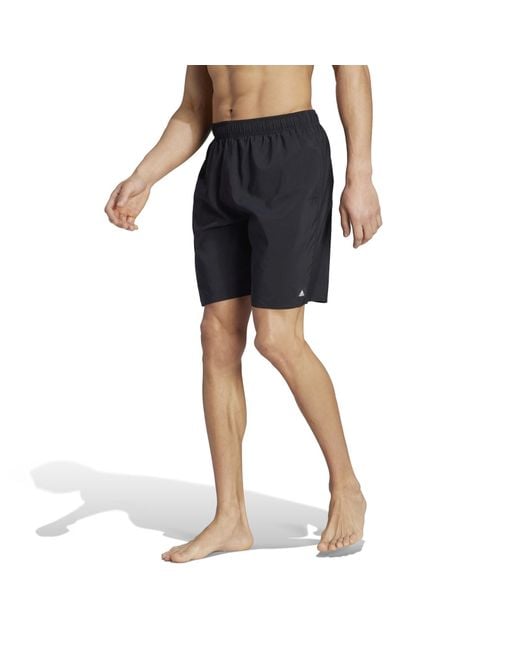 Adidas Black Solid Clx Classic-length Swim Shorts for men