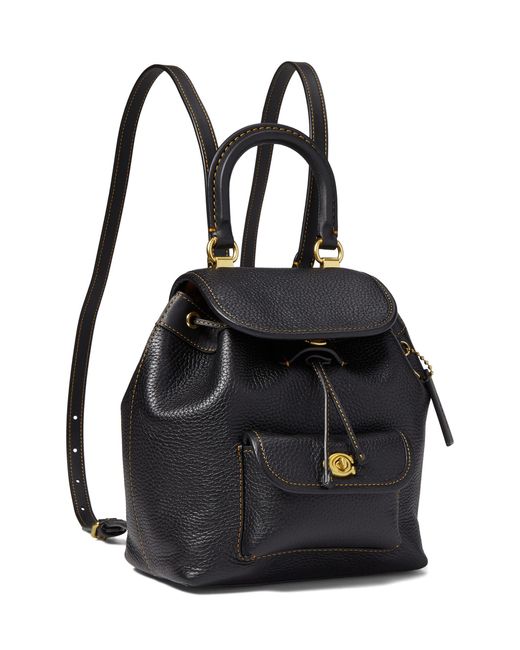 COACH Soft Pebble Leather Riya Backpack 21 in Black | Lyst