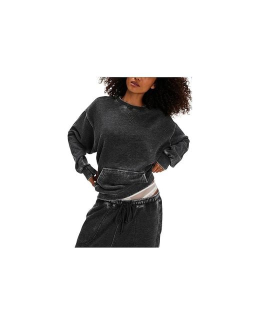 Free People Black Slow It Down Pullover Clothing Xl 14) Cotton/Polyester