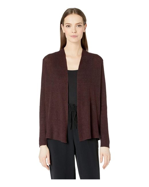Eileen Fisher Multicolor Shaped Cardigan (cassis) Women's Sweater