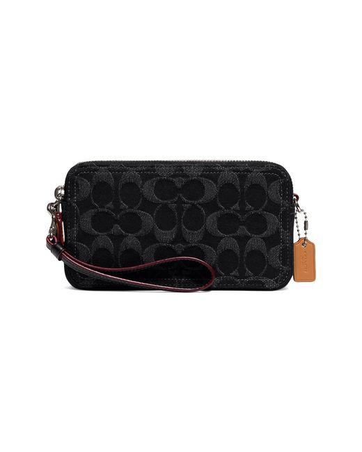 COACH Washed Denim Signature Kira Crossbody in Black Lyst