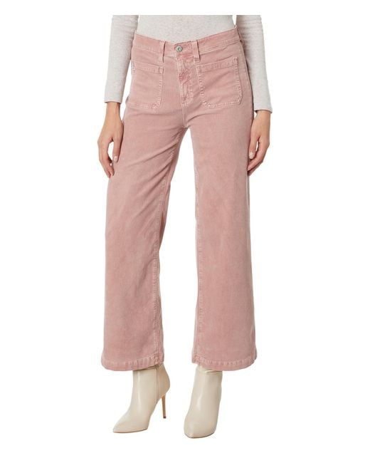 AG Jeans Pink Kassie High-rise Wide Leg Crop In Hi-white Rosy Blush