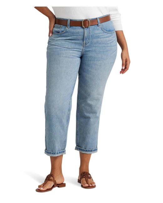 Lauren by Ralph Lauren Blue Plus-size Relaxed Tapered Ankle Jeans