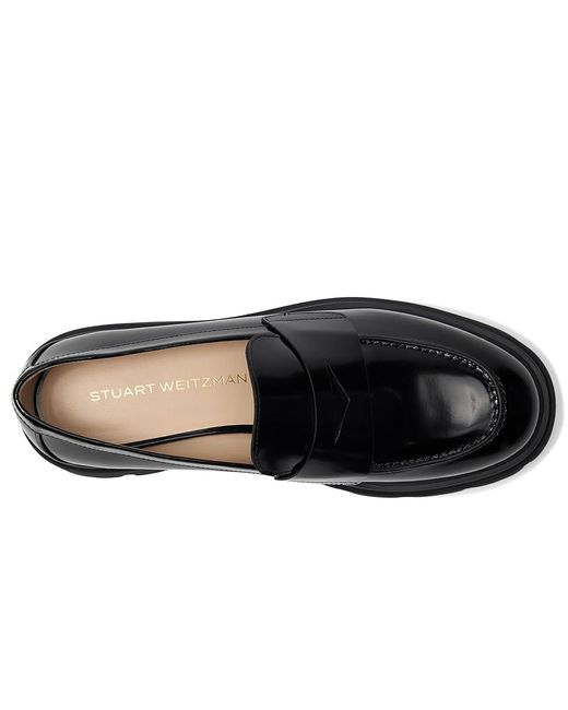 Stuart Weitzman Black Hudson Lite Loafer Dress Sandals, Leather