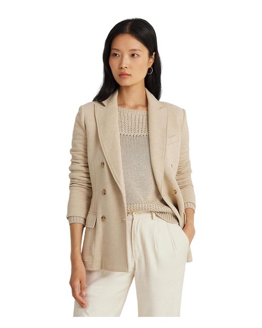 Lauren by Ralph Lauren Natural Double-breasted French Terry Blazer