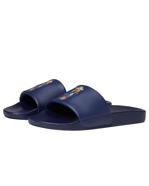 Polo Ralph Lauren Synthetic Polo Slide in Navy (Blue) for Men | Lyst