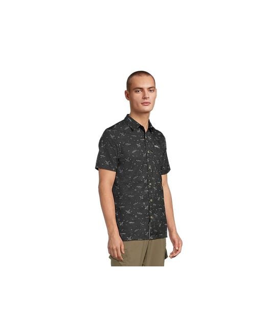 Columbia Black Super Slack Tidetm Camp Shirt Short Sleeve Button Up, Polyester for men